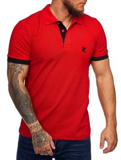 Men Letter Graphic Contrast Trim Polo Shirt
