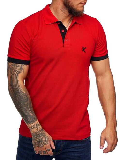 Shein Men Letter Graphic Contrast Trim Polo Shirt