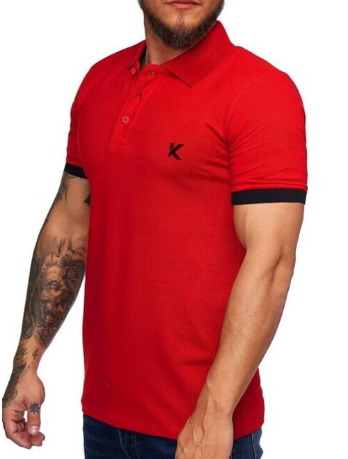 Shein Men Letter Graphic Contrast Trim Polo Shirt