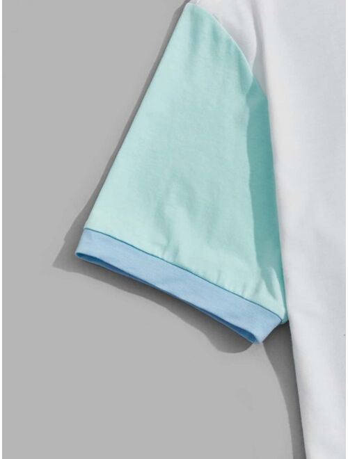 SHEIN Men Colorblock Pocket Detail Polo Shirt