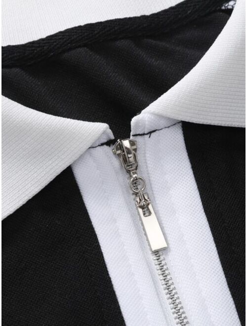 Shein Men Letter Graphic Colorblock Polo Shirt