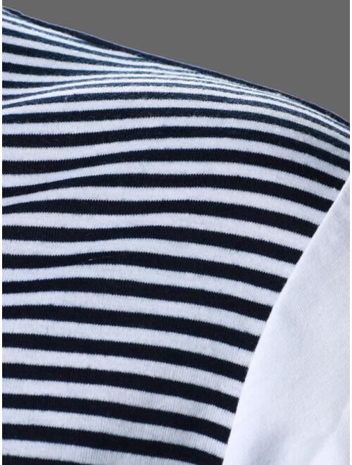 Shein Men Colorblock Striped Polo Shirt