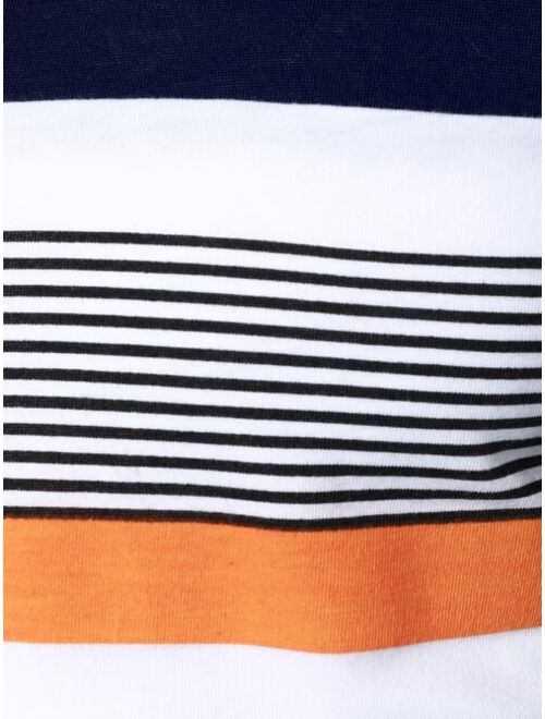 Shein Men Striped Print Colorblock Polo Shirt
