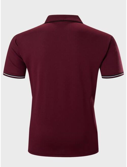 Shein Men Striped Trim Polo Shirt