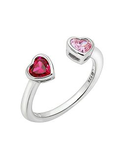 Amazon Collection Platinum-Plated Sterling Silver Swarovski Zirconia Open Heart Rings