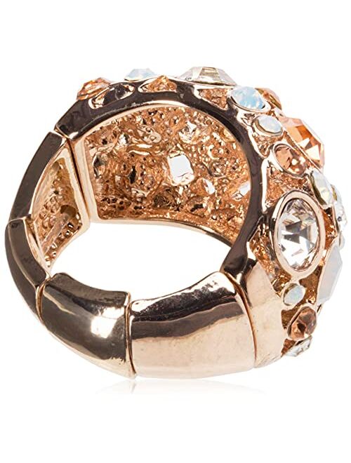 GUESS "Basic" Rose Gold Domed Multi-Stone Adjustable Ring, Size 7-9