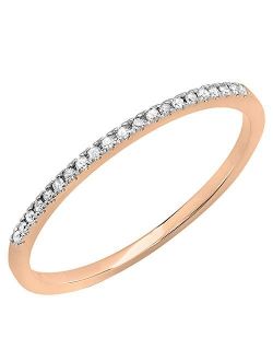 Collection Womens 10K Gold Round Diamond Wedding Stackable Ring (0.08 ctw, I-J Color, I2-I3 Clarity)