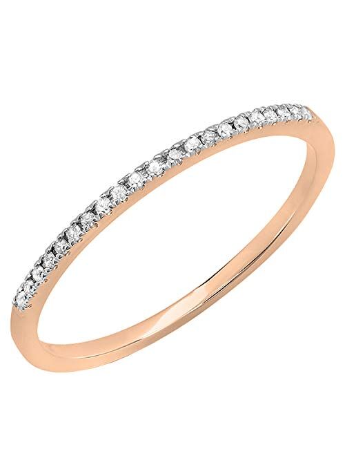 Dazzlingrock Collection Women’s 10K Gold Round Diamond Wedding Stackable Ring (0.08 ctw, I-J Color, I2-I3 Clarity)