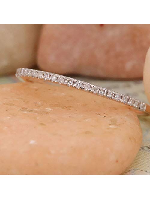 Dazzlingrock Collection Women’s 10K Gold Round Diamond Wedding Stackable Ring (0.08 ctw, I-J Color, I2-I3 Clarity)