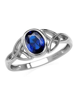 Silvershake 7x5MM Oval Shape Birthstone Gemstone 925 Sterling Silver Triquetra Celtic Trinity Knot Ring