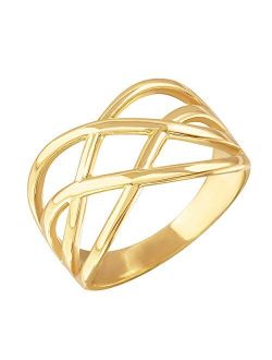 Modern Contemporary Rings Fine 10k Yellow Gold Celtic Knot Wide Band Ring for Women