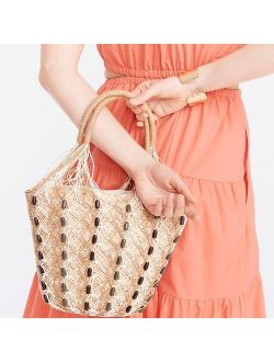 Sedona beaded basket bag in straw
