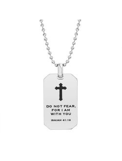 1913 Men's Stainless Steel "Do Not Fear, For I Am With You" Dog Tag Pendant Necklace