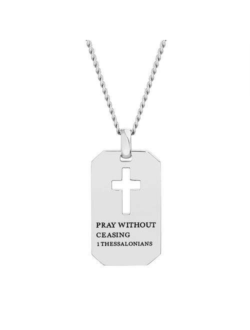1913 Men's Stainless Steel "Pray Without Ceasing" Dog Tag Pendant Necklace