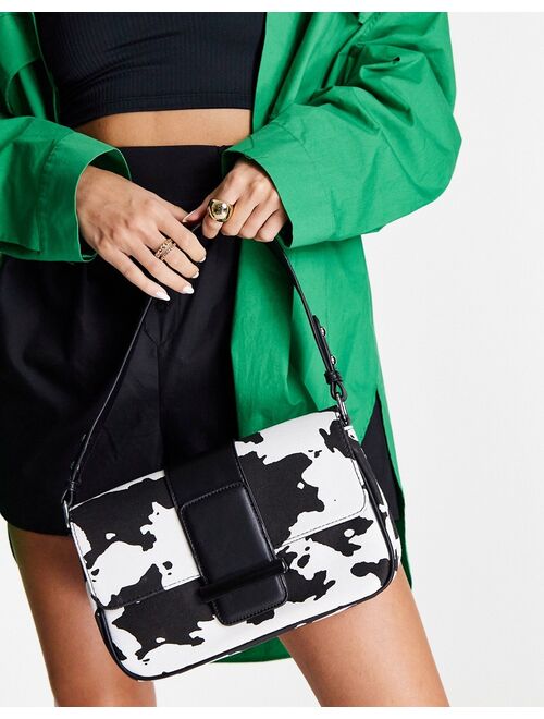 Topshop cow print canvas shoulder bag