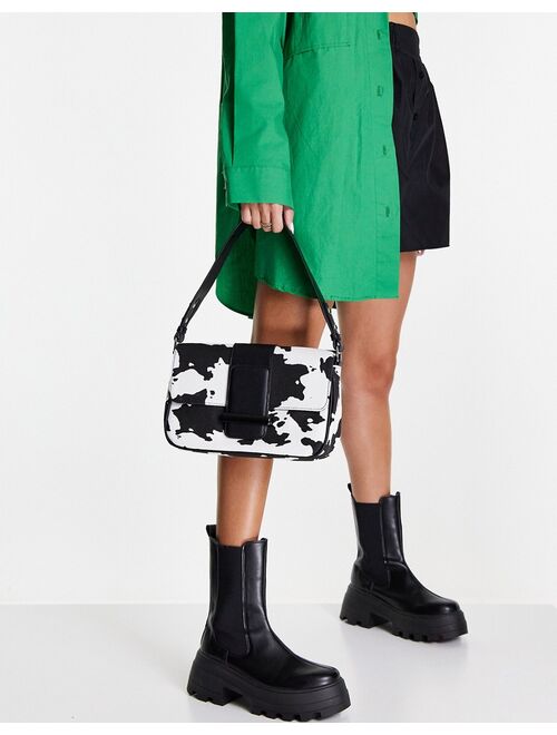 Topshop cow print canvas shoulder bag