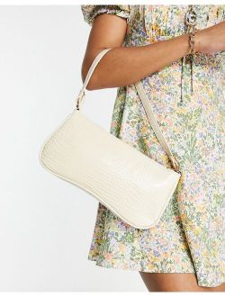 Glamorous shoulder bag in cream croc