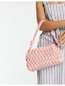 Glamorous textured shoulder bag in pink