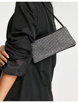 diamante mini shoulder bag in black