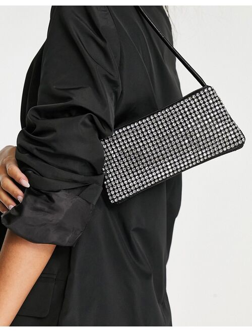 ASOS DESIGN diamante mini shoulder bag in black