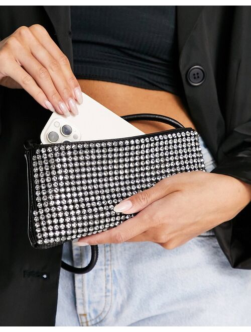 ASOS DESIGN diamante mini shoulder bag in black