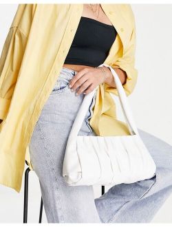 shoulder bag with ruched detail in white