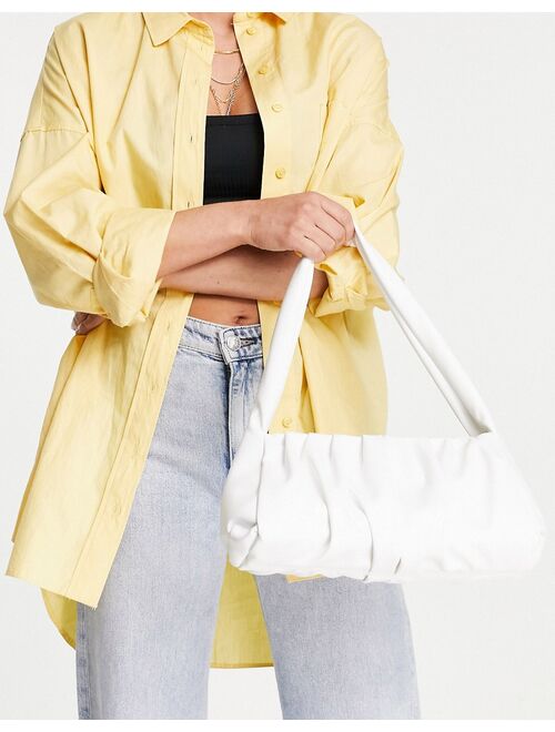 ASOS DESIGN shoulder bag with ruched detail in white