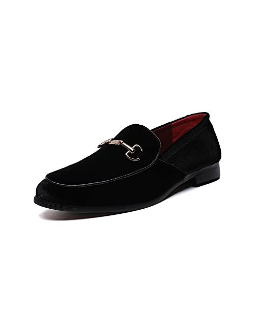 LCQL Men's Luxury Velvet Penny Loafer Shoes Noble Slip-on Suede Loafers Smoking Slippers Plus Size 7-13
