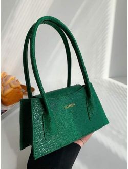 Letter Graphic Embossed Flap Square Bag