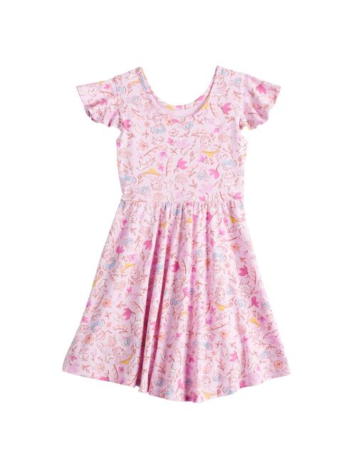 Girls 4-12 Disney Princesses Allover Print Flutter Sleeve Dress by Jumping Beans®