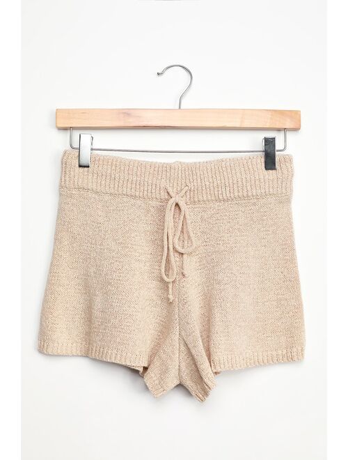 Sage the Label Lady Beige Drawstring Knit Shorts