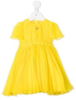 Kids silk logo-lettering dress