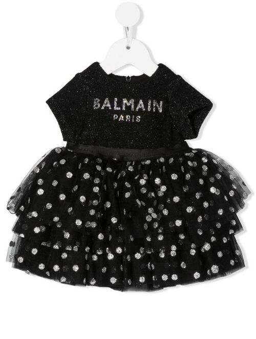Balmain Kids rhinestone-embellished tulle dress