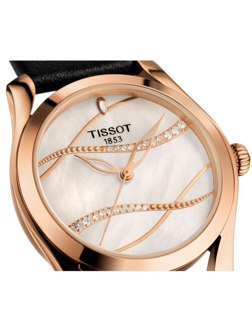 Tissot Women's Swiss T-Wave ll Diamond (1/2 ct. t.w.) Black Leather Strap Watch 30mm