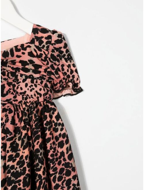 Roberto Cavalli Junior leopard print short-sleeve dress