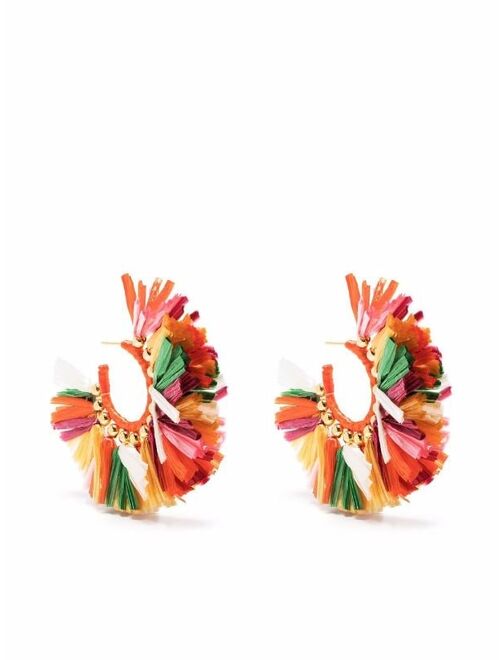 La DoubleJ hand-knotted raffia hoop earrings