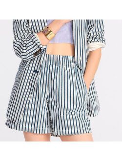 Patch-pocket pull-on short in stripe