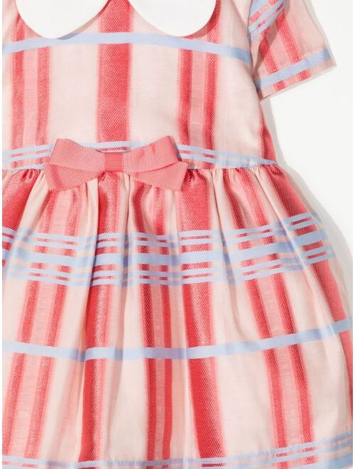Hucklebones London striped flared short-sleeved dress