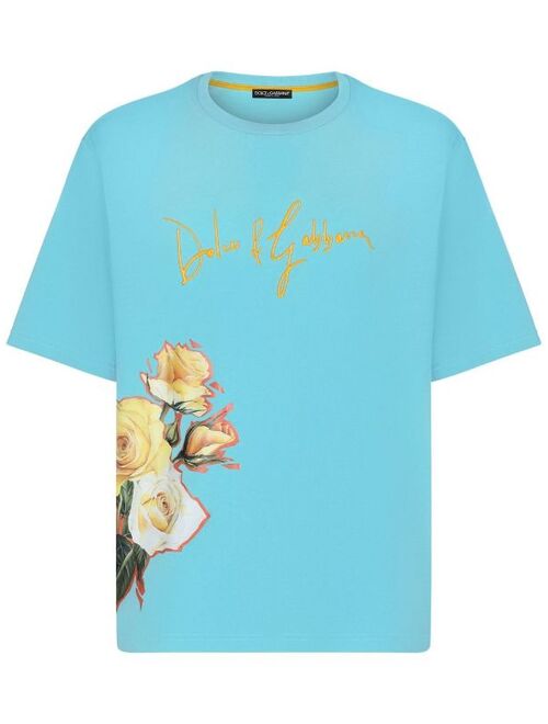 Dolce & Gabbana embroidered-logo floral T_shirt