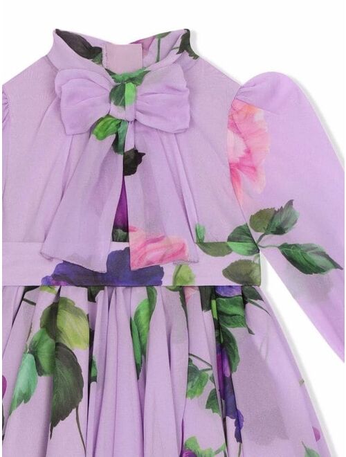 Dolce & Gabbana Kids floral-print pussybow dress