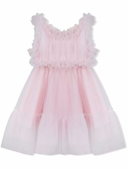 Lapin House ruffled-tulle flared dress