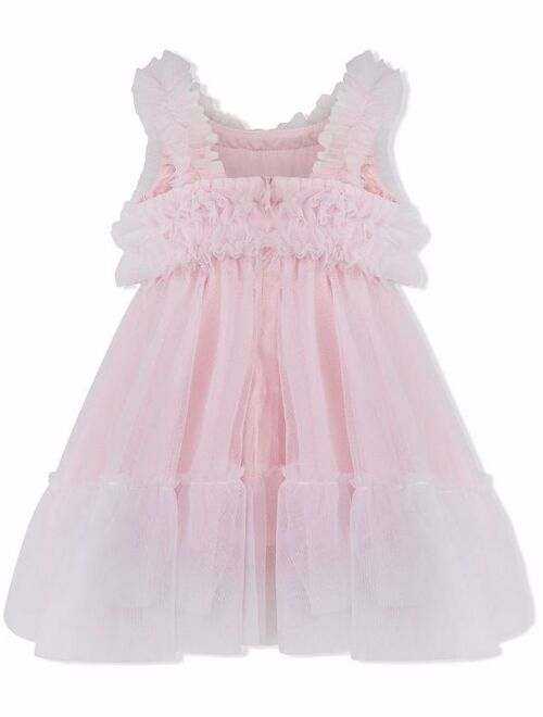 Lapin House ruffled-tulle flared dress