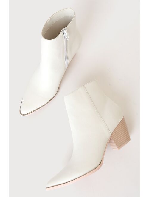 Lulus x Matisse Spirit White and Blonde Pointed Toe Ankle Booties