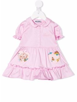 Kids embroidered-logo heart patch dress