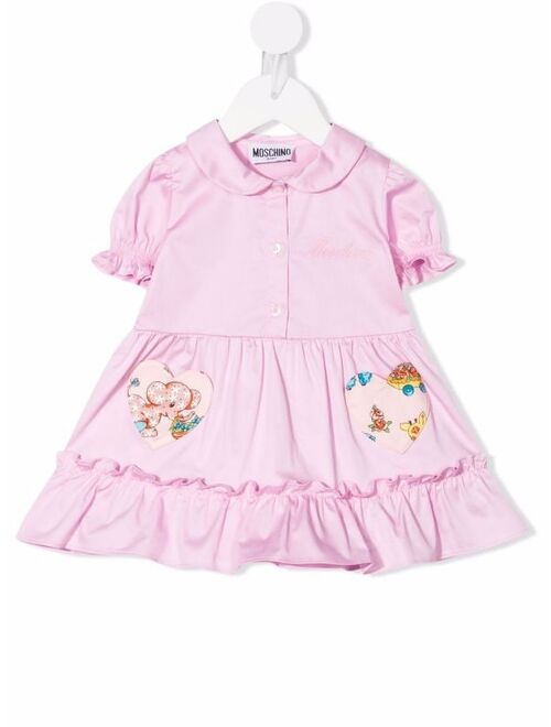 Moschino Kids embroidered-logo heart patch dress