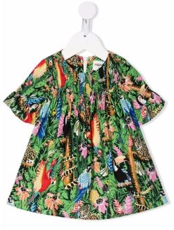 Kids jungle-print pleated dress