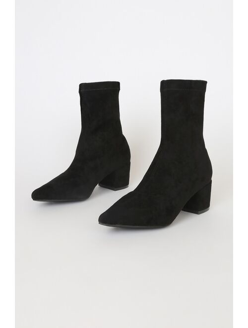 Lulus Aeryn Black Suede Pointed-Toe Mid-Calf Boots