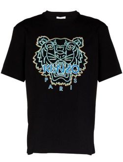 Tiger-embroidered cotton T-shirt
