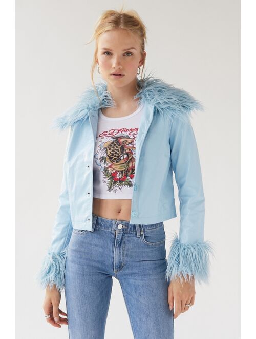 Urban Outfitters UO Mia Faux Fur Trim Jacket