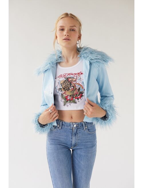 Urban Outfitters UO Mia Faux Fur Trim Jacket